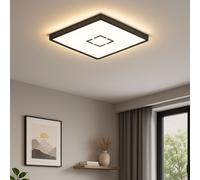 Plafonnier rétro-éclairé LED Plafonnier noir Lampe de salon Lampe de couloir plate, rétro-éclairage, 18W 2400lm blanc neutre, LxlxH 29,3 x 29,3 x 2,9