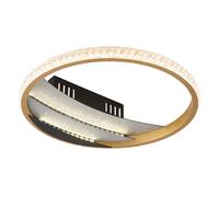 Plafonnier Lampe de salon or noir cristaux ronds CCT lumière du jour, aluminium plastique cristaux métal, 1x LED 12W 870m blanc chaud froid, DxH 29,5x6 cm