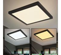 Plafonnier, lampe de salon, panneau de plafond, plafonnier carré, moderne, opale noire, 1x LED 24W 2000lm 3000K-6500K, LxlxH 29,1x29,1x1,7 cm