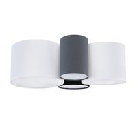 Plafonnier lampe de salon plafonnier à 4 lampes lampe de chambre, textile blanc gris noir, 4x E27, LxH 64 x 26 cm