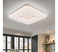 Plafonnier Lampe de Salon Plafonnier Anneau Chromé Cristal LED Lxbxh 43x43x8cm