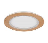 Plafonnier lampe de salon plafonnier LED aspect bois rétro-éclairage lampe de cuisine ronde, 30W 1690lm blanc chaud + blanc froid, DxH 40 x 5 cm