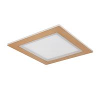 Plafonnier lampe de salon plafonnier LED aspect bois rétro-éclairage lampe de cuisine ronde, 30W 1740lm blanc chaud + blanc froid, LxlxH 40x40x5 cm