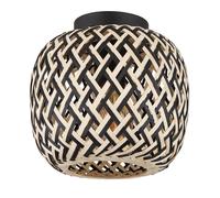 Plafonnier lampe de salon plafonnier métal noir mat D 20 cm bambou