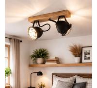 Plafonnier Lampe de Salon Plafonnier Noir Bois Spots Mobile L 36 CM