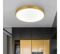 Plafonnier LED plafonnier lampe de salon lampe de salle à manger ronde, métal laiton plastique, 22W 1800lm blanc chaud 3000K, D 35 cm