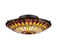 Plafonnier Lampe De Salon Tiffany En Verre Vintage Bronze 2 Braises