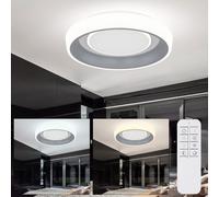 Plafonnier Lampe de table LED anthracite veilleuse à intensité variable avec télécommande, métal acrylique, fonction mémoire, 1x LED 46 watts 2800 lm, DxH 50x9,5cm