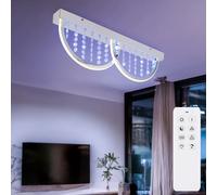 Plafonnier plafonnier design lampe cuisine dimmable télécommande veilleuse fonction mémoire RVB, métal cristaux K5 opale chromé, 1x LED RVB 14 watts 700 lumens blanc chaud, HxLxL 20x60x6 cm