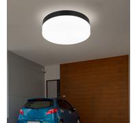 Lustre/Plafonnier Extérieur ETC-Shop Noir Rond 2 Lumières Alu IP44 Ø 24 cm [EEK: Nicht bewertet]