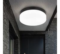 Plafonnier Lampe D'Extérieur Lumière de Salle Bain Rond 2 à Flammes Noir Jardin