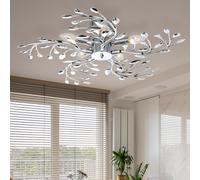 Plafonnier Lampe En Cristal Plafonnier Chromé LED Lampe De Chambre Feuilles