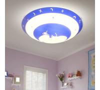 Plafonnier Lampe Enfant Chambre Lampe LED Lune Étoiles Verre Bleu Blanc E27
