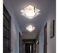 Plafonnier Lampe Luminaire de Salon Verre Satiné LED Carré L 12 CM 2x