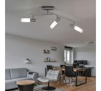 Plafonnier plafonnier spot lampe de salon, spot mobile 3 flammes, acier nickel mat verre blanc, 3x LED 3W 300Lm 3000K, L 51.5cm