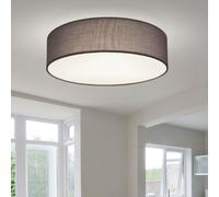 Plafonnier Lampe Luminaire Textile Anthracite Blanc Rond 3 Flammes 40Cm