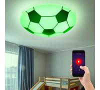 Lampe de chambre d'enfant Plafonnier Lampe de chambre à coucher Football, métal verre noir blanc, dimmable Smart, RGB LED 8,5W 806Lm 2700-6500K, D 30 cm