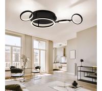 Plafonnier LED plafonnier salle à manger lampe de salon moderne LED noir en forme d'anneau, métal plastique, 1x 23W 1080lm 3000K, LxPxH 79x39x11,5 cm