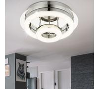 Plafonnier cristaux moderne cristal lumière salon plafonnier chrome, rond, 1x LED 18W 1510Lm blanc neutre, DxH 28x11,2 cm