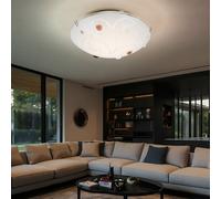 Plafonnier avec abat-jour en verre, 1 flamme, éclairage de salon, opale avec pierres décoratives, lignes métalliques chromées, 1x LED 8 watts 640 lm, D 25 cm
