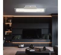 Plafonnier salon lumière salle à manger lampe plafonnier chambre lumière lampe de couloir, métal verre chrome blanc, 1x LED 8W 590Lm 3000K blanc chaud, L 40 cm