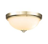 Plafonnier lampe salle de bain IP44 2 lampes laiton verre opale E27