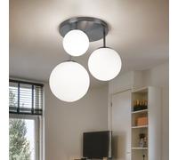 Plafonnier Lampe Sphérique Lampe de Salon Verre Satiné 3-Flammig E27 Argent
