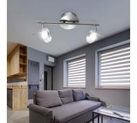 Plafonnier Lampe Spot Couloir 2xLED Nickel-Mat Transparent Spot Réglable