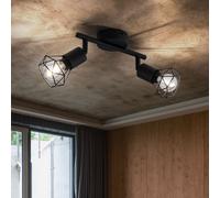 Plafonnier, 2 flammes, noir Spot, 2 spots, plafonnier, orientable, noir, métal design cage, 2x E14, LxlxH 22x8x18 cm