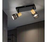 Plafonnier Lampe Spot de Plafond Lampe Salle à Manger Mobile 2-Flammig Bois