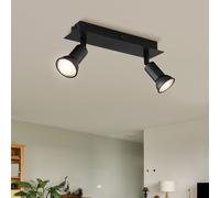 Spot de plafond plafonnier spots de plafond noir 2 flammes lampe de salon avec spots orientables, métal, 2x douille GU10, LxPxH 25x6x9 cm
