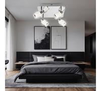 Spot de plafond LED lampe de salon plafonnier 4 lampes spot de chambre mobile, verre chromé, 4x 5W 4x 405lm blanc chaud, LxlxH 25 x 25 x 15 cm