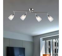 Plafonnier LED lampe de salon spot bar plafonnier chromé salle à manger, spots en verre mobiles au design craquelé, 4x 3W 250lm 3000K, LxH 60x 14 cm