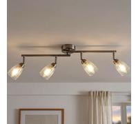 Plafonnier LED lampe de salon spot bar plafonnier chromé salle à manger, spots en verre mobiles au design craquelé, 4x 3W 250lm 3000K, LxH 60x 14 cm