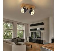 Plafonnier Lampe Spot Pivotant Lampe Bois 2 à Flammes L 30,5 CM