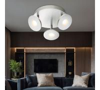 Plafonnier Plafonnier LED à 3 lampes, spot lumineux de salon orientable, aluminium brossé plastique opale, 3x 6W 3x 420lm blanc chaud, DxH 25x11,9 cm