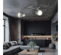 Spot de plafond plafonnier de salon gris avec spots orientables, métal gris pierre, 2x GU10, LxH 26 x 18,5 cm