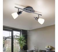 Plafonnier Lampe Spot Salon Verre Satiné Chrome Mobile