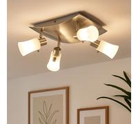 Plafonnier Lampe Spot Verre Pivotant Lumière pour Salle à Manger Blanc Argent