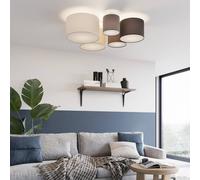 Plafonnier Laurenz Lindby, dimmable, gris, Salon / Salle à manger, Textile / Tissu / Soie, Moderne, Plafonnier Tissu