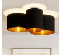 Lindby Plafonnier Tissu Laurenz à intensité variable (Moderne) en Noir Textile e. a. pour Salon & Salle manger (à 3 lampes, E27) Luminaire Lampe Plafond Eclerage Eclairage