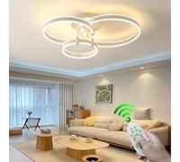 Plafonnier LED 117 W avec télécommande, plafonniers encastrés à 3 Anneaux, LED Noire pour Salon, Chambre à Coucher, Cuisine (Noir, L8, Blanc, L80 cm
