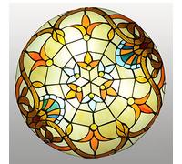 Plafonnier LED 12/16/20 Pouces Style Tiffany, vitrail Rond, Montage encastré, Style Vintage E27, luminaire décoratif pour Salon, Chambre à Coucher, Salle à Manger, Couloir, Cuisine, Dx64 40 cm (dx63