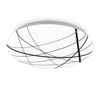 Plafonnier LED 12W Lampe Blanc Neutre Lumière Lignes Design Blanc-Noir 28cm