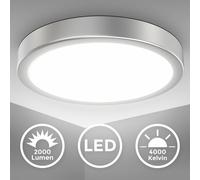 Plafonnier LED 18 W 4.000K 28cm 2.000lm Argenté lampe de plafond cuisine salon