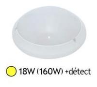 Ampoule électrique Vision-El Plafonnier LED 18W (160W) Hublot IP65 avec détecteur Blanc chaud 3000°K