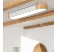 Plafonnier LED 18W Bois et Métal 140x650 mm CCT Sélectionnable Dari Lang Blanc