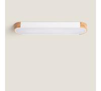 LEDKIA LIGHTING Plafonnier LED 18W Bois et Métal 140x650 mm CCT Sélectionnable Dari Lang pour chambre, salon, cuisine Blanc