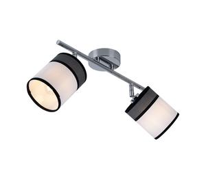 Plafonnier LED 2 ampoules plafonnier gris dimmable avec télécommande lampe de salon gris, changement de couleur RGB, spots orientables, métal, 2x 4,8W 2x 470lm blanc chaud, LxPxH 51x10x21,5 cm