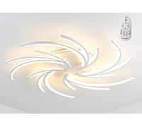 Plafonnier LED 2042-5White avec télécommande - Couleur de la lumière et luminosité réglables - Abat-jour en acrylique blanc - Cadre en métal laqué - Design moderne